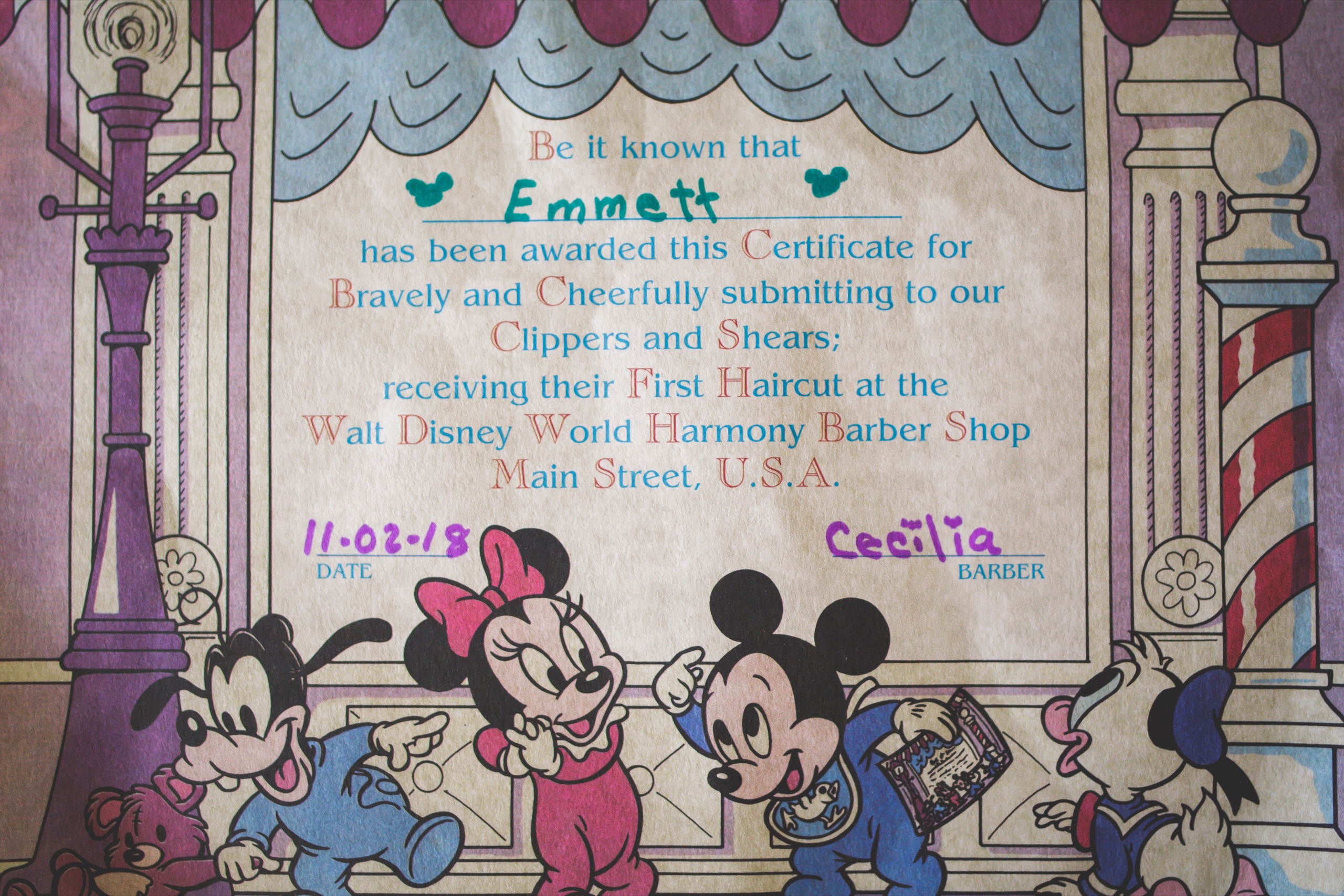 Harmony Barber Shop, Magic Kingdom, Walt Disney World, Magic for Miles, First Haircut
