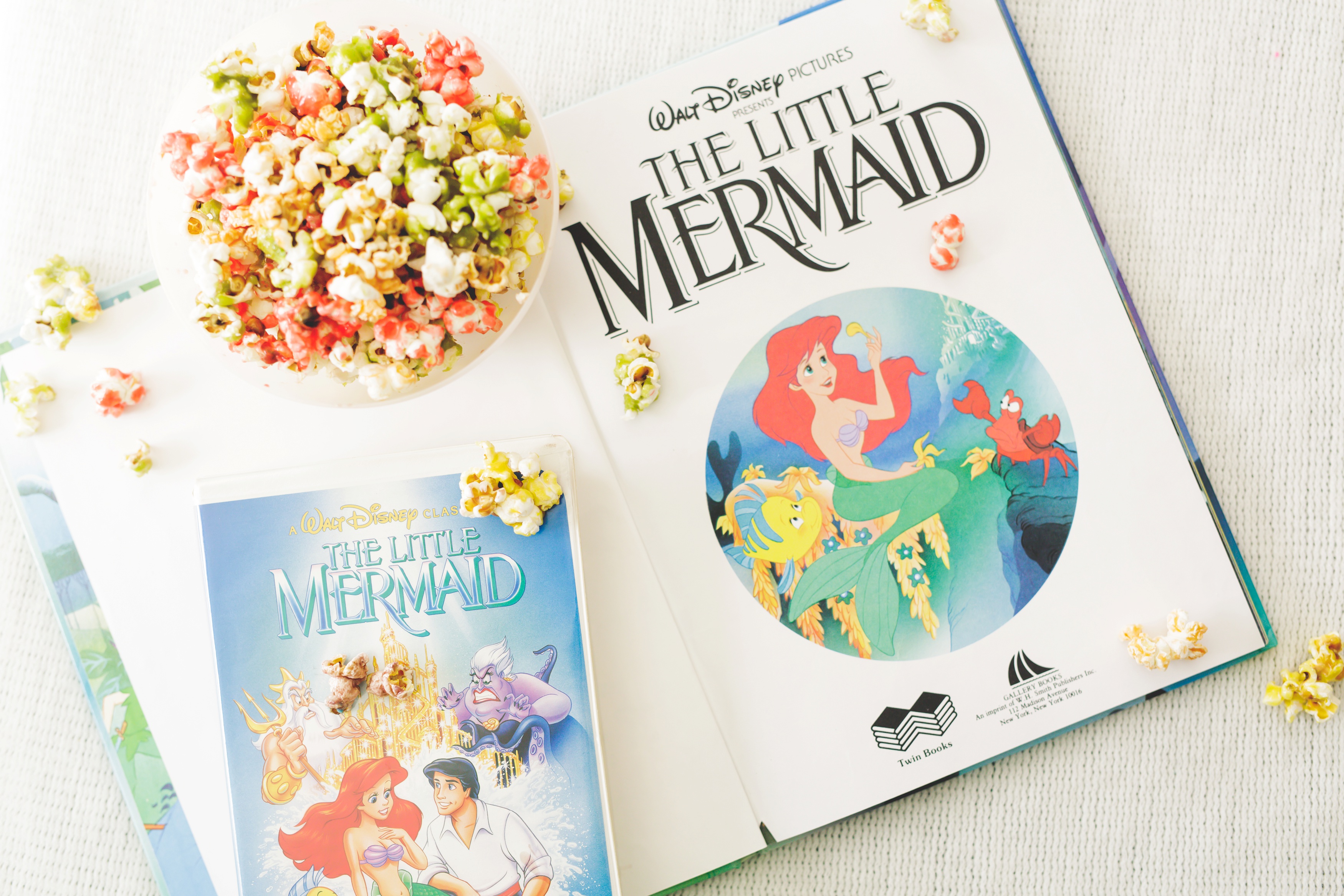 Little Mermaid Rainbow Popcorn, 30th Anniversary Little Mermaid, Rainbow Skittles Popcorn, Anniversary Popcorn, DIY Candy Popcorn