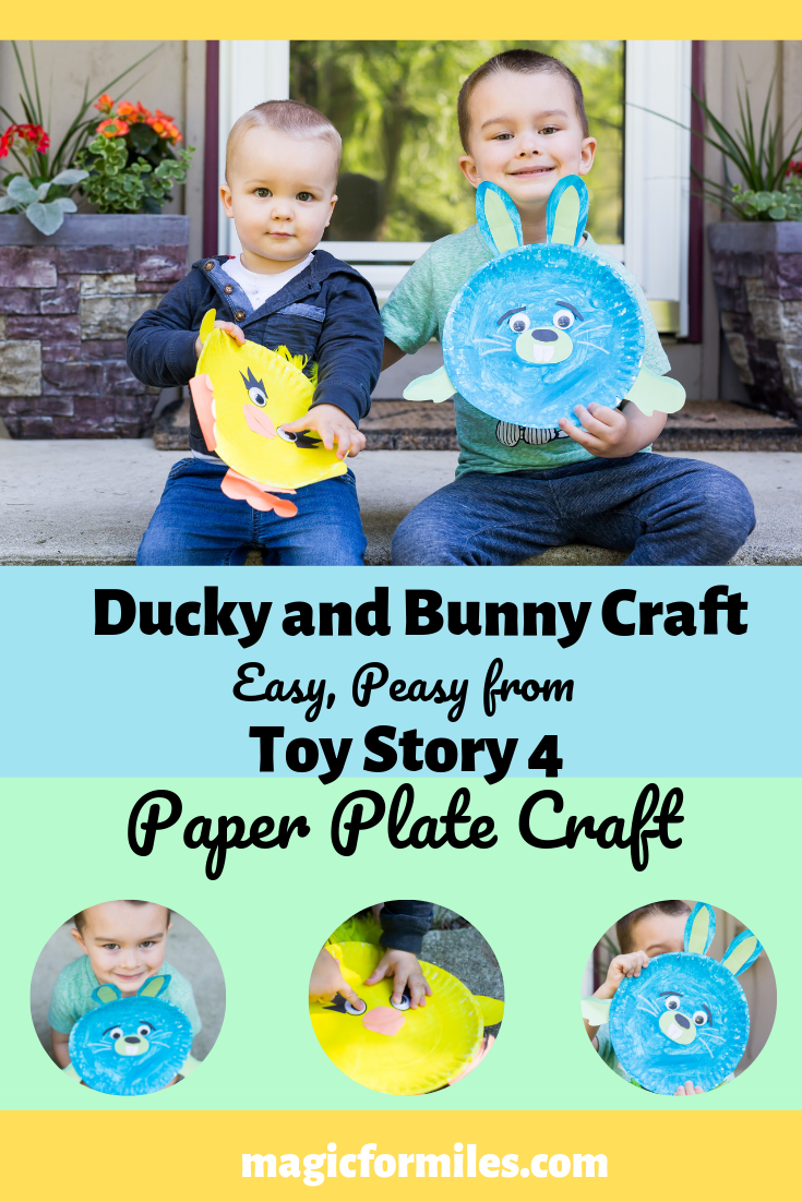 DIY Ducky and Bunny Paper Plate Craft Toy Story 4, Toy Story 4 Craft, Magic for Miles