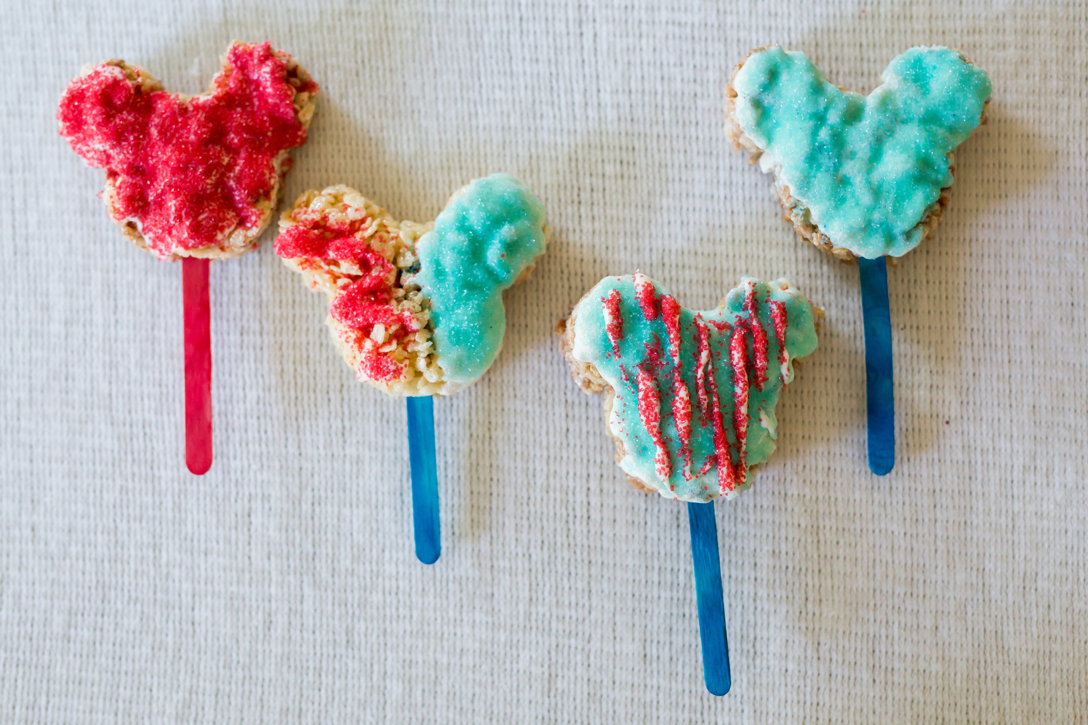 Mickey 4th of July Rice Krispie Treat, disney at Home, Rice Krispie treat at home, Magic for miles at home